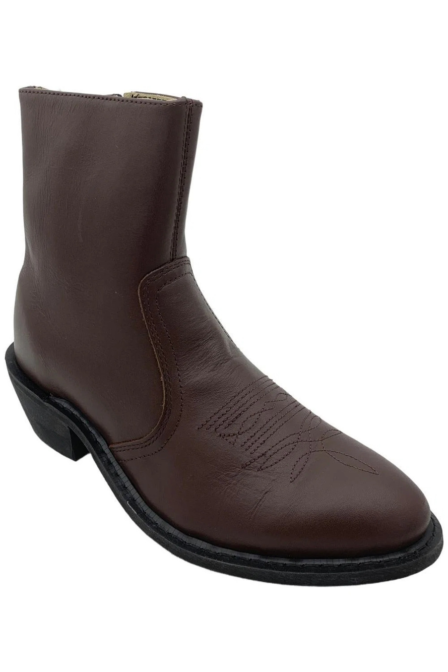 Leather Classics Men's 7-1/2" Western Dress Leather Boots Dark Brown - Medium